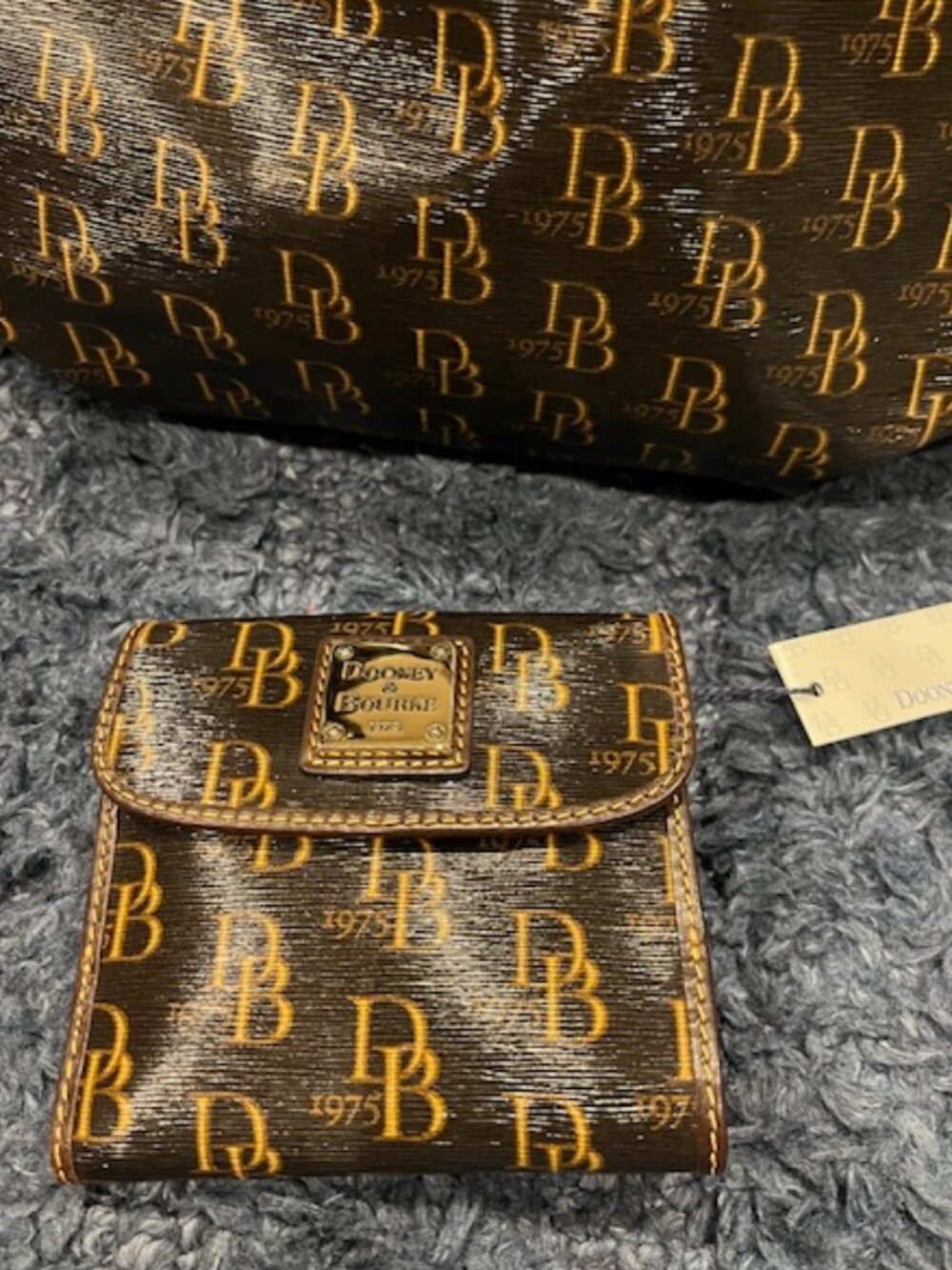 Dooney & Bourke 1975 Collection - Patent Leather Monogram Purse + Wallet Set - Picture 12 of 16